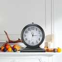 Retro Mantel Dcor Desk Clock, 10-inch Vintage Table Clocks for Fireplace, Easy to Read Clocks for Living Room, Bedroom, Office, Desktop Decoration (Black)
