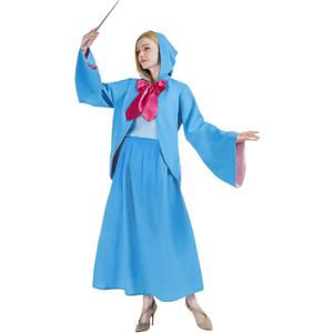 Godmother Costume for Women Adult Halloween Outfit Plus Size Girls with Dress Hooded Cloak Cape for Cosplay Party (Medium)