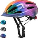 Exclusky Kids Bike Helmet with LED Light  Adjustable Multi-Sport Youth Helmet for Boys & Girls, Ages 5-12, Fits 50-57cm, Cycling Safety Gear (One Size, COLORFUL)