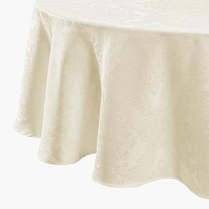 Elrene Home Fashions Caiden Elegance Damask Waterproof, Stain & Wrinkle Resistant Fabric Tablecloth, 70" Round, Ivory