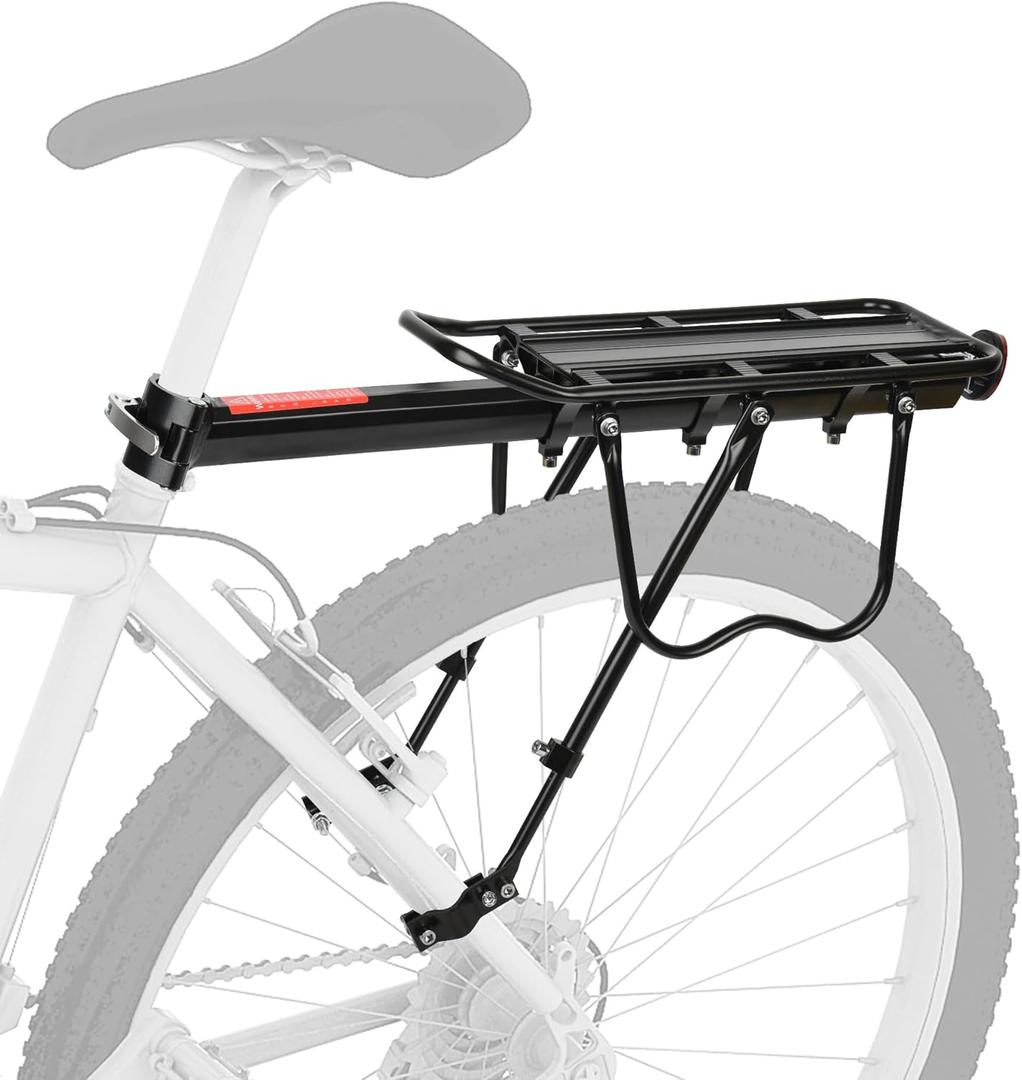 Rear Bike Rack - Universal 110Lbs Capacity Bicycle Cargo Rack with Reflective, Adjutable Quick Release Mountain Road Bikes Pannier Carrier,Bike Luggage Rack
