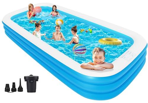 Large Inflatable Pool for Adults, 150" X 74" X 22" Big Swimming Pool Blow Up Pools, 2025 Upgraded Extra Oversized Thickened Family Pools for Backyard Summer Outdoor