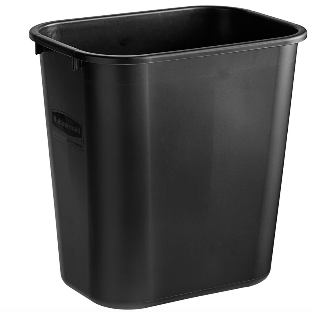 7 Gallon Black Rectangular Wastebasket / Trash Can