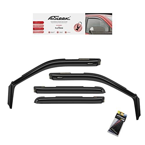 AirSleek Durable Side Window Vent Visor Deflectors Compatible with Ford F-150 2015-2022 SuperCrew, in-Сhannel Rain Guards, Dark Smoke, 4 pcs. - FDF15015CIN