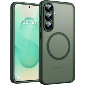 TOCOL Magnetic for Samsung Galaxy S25 Case, Upgraded Full Camera Protection, Compatible with Magsafe, Drop Protection Slime Clear Back Cover for Samsung Galaxy S25 6.2-Inch (Alpine Green)
