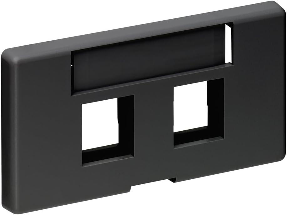 Leviton 2-Port QuickPort Modular Furniture Faceplate, 49910-SE2, Black