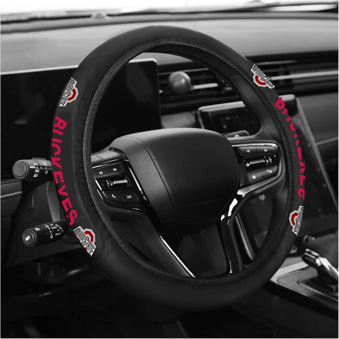 Leather Steering Wheel Cover, Black (for SANYSU)