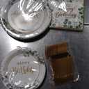 Sage Green Birthday Supplies Tableware Set, Sage Green Decorations with Disposable Happy Birthday Paper Plates Napkins for Greenery Leafy Birthday Party