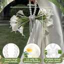 Yinder 14 Pcs Calla Lily Bridal Bouquet with Pearl Handle, Bridal Pearly Wedding Bouquet with Flowers with Pearl Bead for Wedding Marriage Party Church Bridesmaid