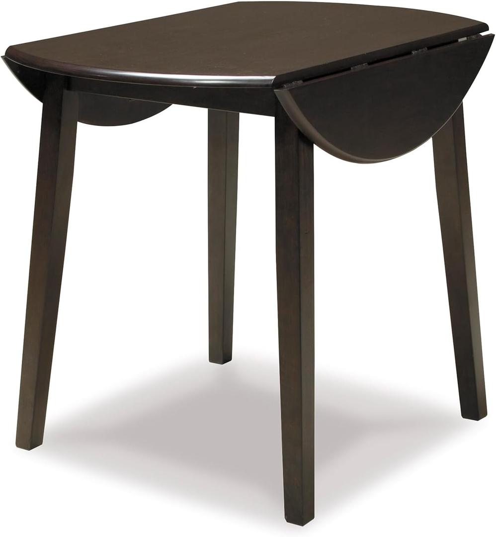 Signature Design by Ashley Hammis Round Dining Room Drop Leaf Table, Seats up to 4, Hinged Drop Leaves, Wood, 36.38" W x 36.38" D x 29.88" H, Dark Brown, 37"W x 22/36"D x 30"H