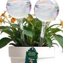 2 Pcs Iridescent Self Watering Globes, Glass Rainbow Plant Watering Globes, Self Watering Planter Insert, Automatic Plant Waterer Indoor, Plant Watering Devices, Plant Water Globes, Watering Bulb (Medium)