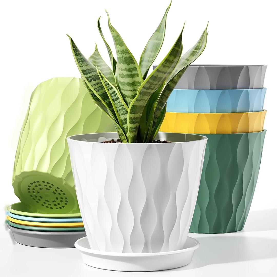 4 Inch Plant Pots with Drainage Holes, 6 Pack Plastic Indoor Flower Pots, Succulent Pots for Orchids, Violets, Succulents, Herbs, and Other Small Plant, 6 Colors