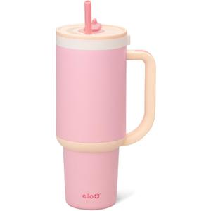 Ello Oasis 40 oz Tumbler with Handle & Retracting Straw | Reusable Insulated Stainless Steel Cup 100% Leakproof, Gifts for Teens Women Men | Keeps cold for 20 Hours, Cup Holder Friendly, Sunrise Glow