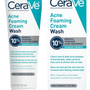 CeraVe Acne Foaming Cream Wash, Gentle Face and Body Cleanser with Benzoyl Peroxide 10%, Hyaluronic Acid, and Niacinamide, 10% Benzoyl Peroxide Treatment Clears Pimples and Blackheads 5 Oz