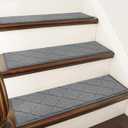 COSY HOMEER Stair Treads for Wooden Steps 9"x28" Washable Indoor Carpet Stair Treads Non Slip Soft Polyester Stair Carpet Tread Reusable Stair Runner Rugs for Kids, Elders,Pets,Medium Grey,7pcs