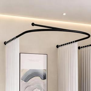 U Shaped Curtain Rod Room Divider Black Portable Dressing Room for Boutique