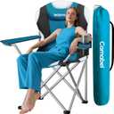 Camabel Folding Camping Chairs Oversized Heavy Duty Padded 400 LBS Beach Chair Portable Outdoor Lawn Chairs with Cup Holder Carry Bag for Sporting Hiking Picnics Fishing Deep Lake Blue