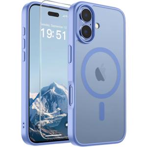 SUPFINE Magnetic for iPhone 17 Case (Compatible with MagSafe)(Military Grade Drop Protection) Translucent Matte Shockproof with Anti-Fingerprint Phone Cover, Blue Purple
