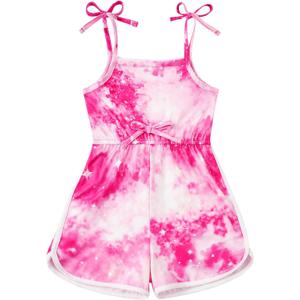Toddler Girls Romper Sleeveless Adjustable Tie-Up Strap Short Jumpsuits Summer Clothes 5-6 Years
