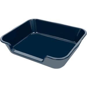 1 Pack of Extra Large Cat Litter Box (ABS Material), Low Entry Senior Litter Pen for Geriatric Kitty Big Cats, Jumbo Pet Safe Litter Boxes Tray for Indoor Pets Potty (Dark Blue, 24"L x 20"W)