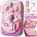 JYPLKCMT Pencil Case For Girls & Boys, Kids Cute Pink Pencil Pouch, 3D EVA Large Capacity Pen Holder, Cute School Portable Pencil Bag Gift