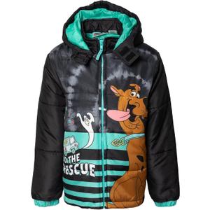 Scooby-Doo! Zip Up Winter Coat Puffer Jacket Little Kid to Big Kid (10-12, Black)