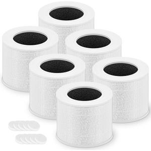 Core Mini Replacement Filter for LEVOIT Core Mini and Core Mini-P Air Purifier, 3-in-1 High-Efficiency Activated Carbon Filter, Core Mini-RF, 6 Filter & 10 Fragrance Sponge