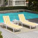 Only choice 2 Pcs Set Outdoor Lounge Chair Cushions Patio Chaise Lounge Chair Cushion Replacement Cushions Furniture Seat Cushions (Yellow White Striped)