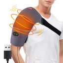 Comfheat USB Heated Shoulder Wrap with Vibration Massage for Car Travel Shoulder Heating Pad Massager for Rotator Cuff Pain Upper Arm Muscle Relief Adjustable Temperature Men Women (Not Chargeable)