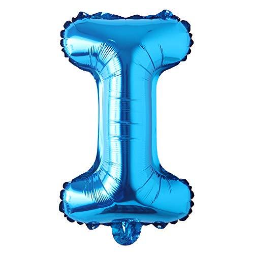 40 inch Blue Happy Birthday party balloons Wedding decorations ballon Alphabet Foil Letter Helium balloon kids baby shower supplies (40 INCH Pure Blue I) Pack of 3