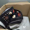 Floral Nursery 8x10 Area Rugs Washable Print Boho Cute Carpet Non Slip Flower Low Pile for Living Room Kids Girls Playroom Bedroom Kitchen Office Farmhouse-Black