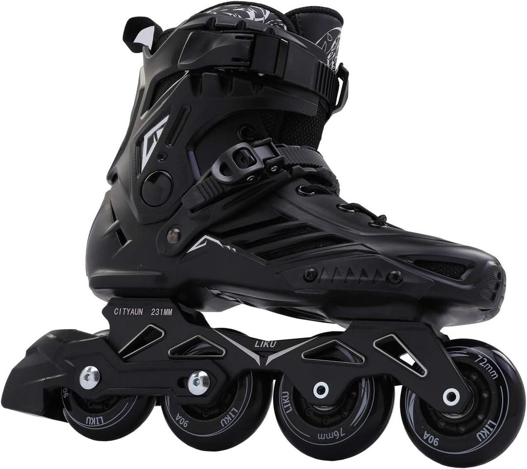 LIKU Black Professional Inline Skates Unisex (Men 7,Women 8)