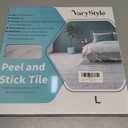 VaryStyle 18-Pack Grey/White Marble Peel and Stick Vinyl Flooring Self Adhesive Vinyl Floor Tiles Peel and Stick Waterproof Basement Flooring Tile Removable Stick on Floor Tile for Kitchen Living Room