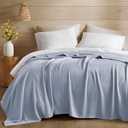 Madison Park King Size Blanket, 70% Rayon Bamboo-Based, 30% Cotton, Breathable for Hot Sleepers Menopause, Ultra Soft and Snag-Resistant, Summer Blanket for Bed or Couch, King 108"x90", Light Blue