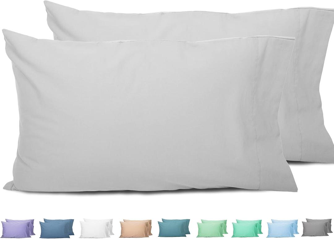 Sunflower Queen Pillowcases Set of 2, 100% Cotton Queen Pillow Cases 2, 2030 inches Ash, Soft and Breathable (Queen (20"x30"))