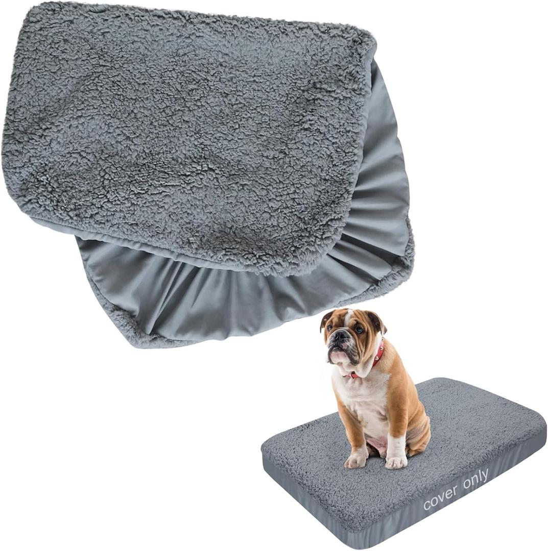 Dog Bed Covers Replacement Washable (Cover Only), Waterproof Warm Dog Mattress Cover-Easy to Remove, 36x27Inch, Grey