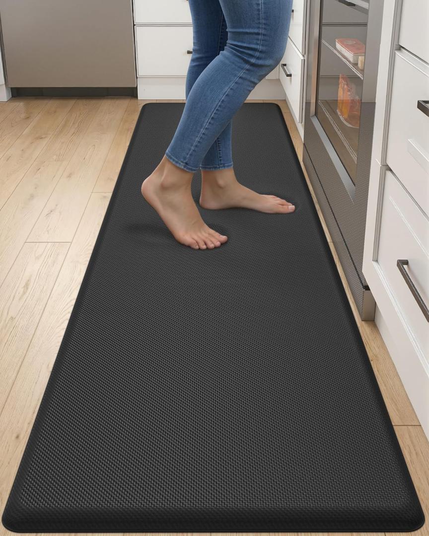 DEXI Kitchen Mat Cushioned Anti Fatigue, Extra Long Large Comfort Standing Floor Mats Waterproof, Memory Foam Antifatigue Runner Rug for Desk Office, Sink, Laundry, 70x20, Black