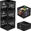 CleverMade Collapsible Milk Crate, Obsidian, 3PK - 25L (6 Gal) Stackable Storage Bins, Holds 50lbs Per Bin - Clevercrates are Heavy Duty, Plastic Collapsible Storage Crate for Multi Purposes (Black - Pack of 3)