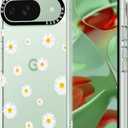 MOSNOVO Case for Google Pixel 9 & Pixel 9 Pro, [Buffertech 6.6ft Military-Grade Drop Protection] [Anti Peel Off Tech] Clear TPU Bumper Phone Case Cover Design - White Daisy