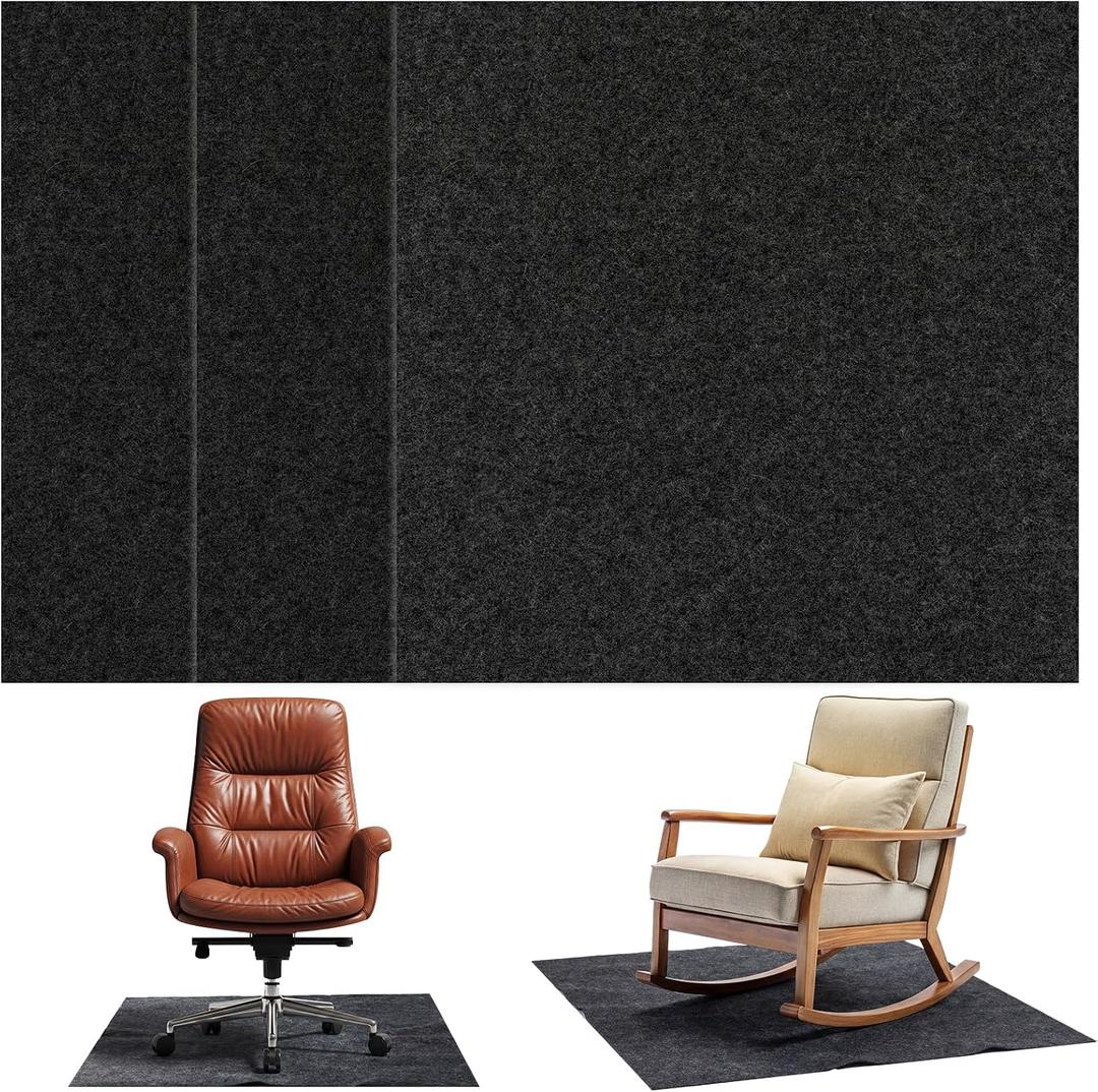3 Pack Recliner Floor Protectors 30"x 30", Non-Slip Felt Furniture Pads for Hardwood Floors & Carpet, Anti-Slide Felt Mats to Prevent Furniture Moving & Scratching