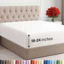 Extra Deep Queen Fitted Sheet - Hotel Luxury Single Fitted Sheet Only - Easily Fits 18 inch to 24 inch Mattress - Ultra Soft, Wrinkle Free with Extra Deep Pockets - Breathable & Comfy - Antique White