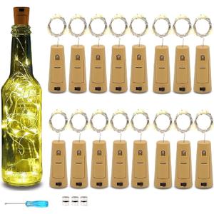 VOOKRY Wine Bottle Lights with Cork, 16 Pack 20LED Fairy Lights Battery Operated Mini Copper Wire Cork Lights for Liquor Bottles DIY Party Wedding Christmas Festival Bar Decoration(Warm White)