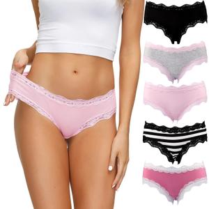 LYYTHAVON Womens Underwear Soft Breathable Cotton Brief Ladies Panties 5-Pack (Small)