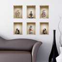 THE NISHA 6 PC Pack Art Magic Pictures Peel and Stick 3D Vinyl Removable Wall Sticker Decals DIY Sticky Backsplash (Lighting Spots), Yoga and Painted Vases 6105