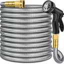 200 ft Stainless Steel Garden Hose - 2026 New Technology Metal Water Hoses with 3/4" Solid Brass Fitting - Lightweight,Ultra Flexible,Durable,Kink-Less Watering Pipes Hoses For Yard, Outdoor