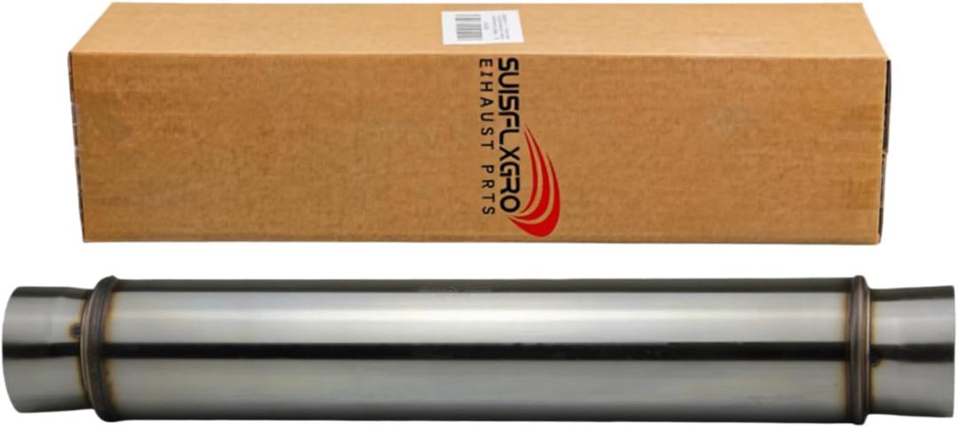 Exhaust Resonator, Straight Gasflow Design, Quiet and Deep Sound Muffler, Made of 100% Stainless (2.25X 18/22 )