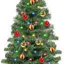 [ Remote Control & 12 Modes ] 3 Ft Christmas Tree with Timer 50 Warm White & Multi Color Lights, 15 DIY Ornaments 3D Star Topper  Artificial Small Green Christmas Tree for Home Indoor Tables  Green