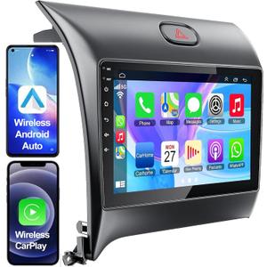 [4+64G] Android 13 Car Stereo w/Wireless Carplay&Android Auto for Kia Forte K3 Cerato 2013 2014 2015 2016 2017 2018 Touchscreen Radio Upgrade with AHD Camera,GPS Navigation,SWC,WiFi,FM,Bluetooth