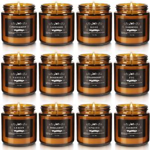 12 Pcs Scented Candles with Added Natural Essential Oils, 3.05oz, Suitable for Various Festivals, Parties, Yoga, and Home Scene