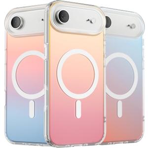 ORNARTO Compatible with iPhone Air Case 6.5", Electroplated Iridescent Gradient Cover, Compatible with MagSafe, Slim Rainbow Phone Case for iPhone 17 Air 2025  Sunset Red